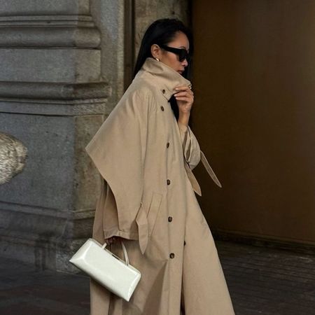 Woman wearing trench coat 